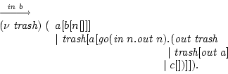 \begin{displaymath}\begin{array}[t]{ll}\begin{array}[t]{ll}\mbox{$\Yields^{\m......e{9.65em} \vert c[])]] ).\end{array} \end{array} \end{array}\end{displaymath}